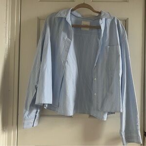 JW ANDERSON Light Blue Striped Casual Shirt